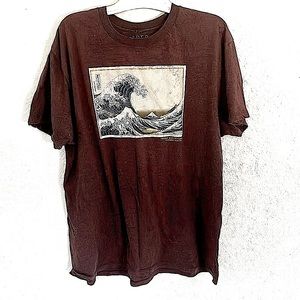 XL burgundy men’s tee great wave design Apt 9 brand